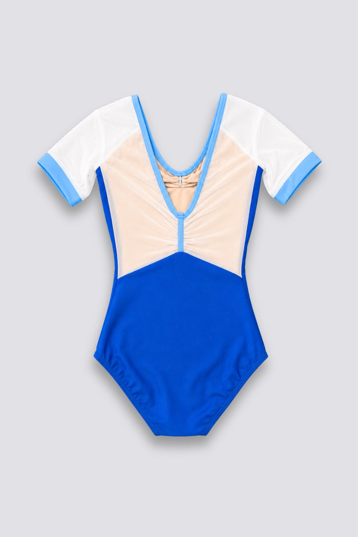 CHLOE Short Sleeve Leotard in Motley · Bluetide