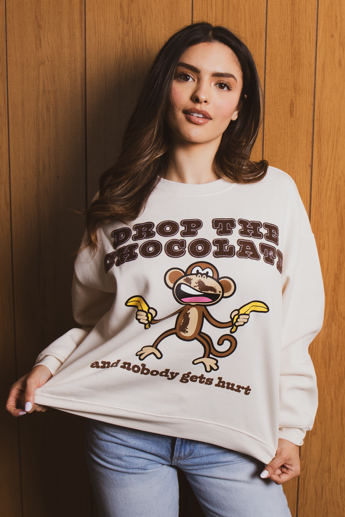 Chocolate - Bobby Jack Oversized Premium Sweatshirt - Ivory