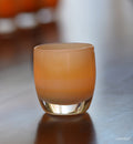 comfort light brown hand-blown glass votive candle holder