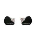 A pair of black Crinear Daybreak In-Ear Headphones, with CRinEAr on the left and DAYBREAK on the right earpiece, is shown against a white background. Enjoy audiophile-grade sound quality from Crinear. Available at headphones.com.