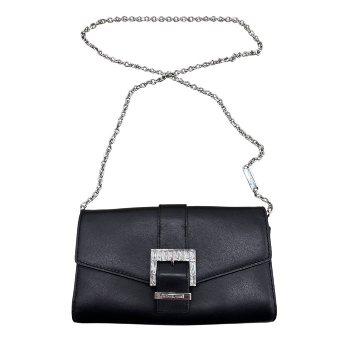 Crossbody Designer By Michael Kors In Black & Silver, Size:Small