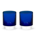 two Deep Sea rockers, dark royal blue hand-blown glass lowball drinking glasses. #option_pair