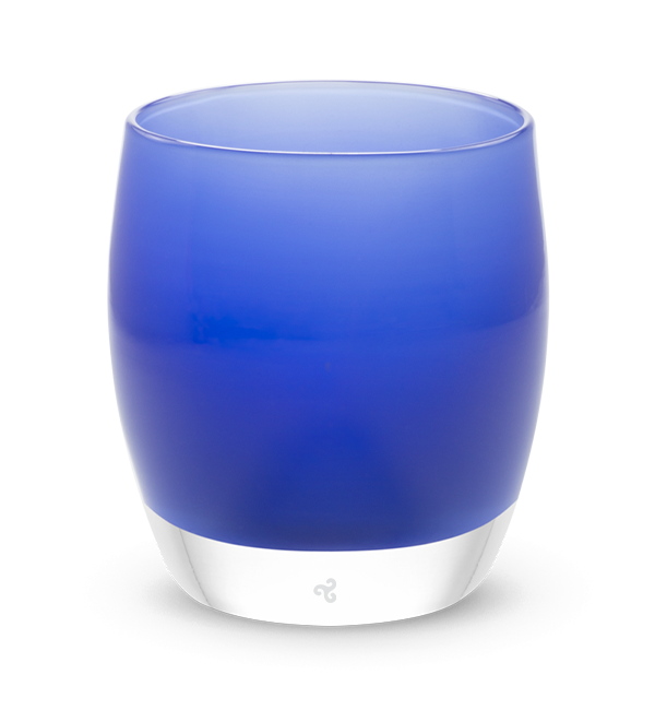 determined sapphire blue hand-blown glass votive candle holder.