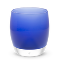determined sapphire blue hand-blown glass votive candle holder.