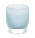 dolphin powder blue hand-blown glass votive candle holder.