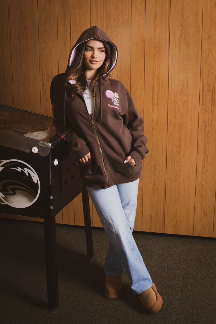 Don't Burst - Bobby Jack Oversized Premium Zip Hoodie - Brown