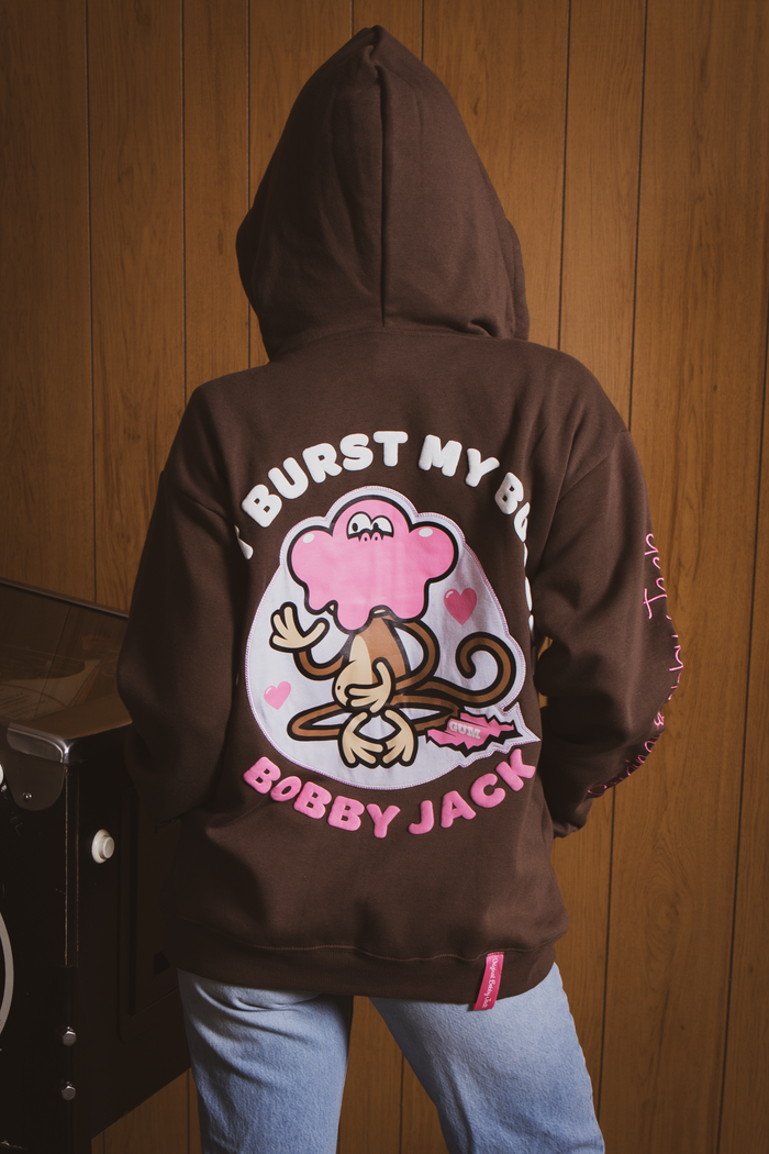 Don't Burst - Bobby Jack Oversized Premium Zip Hoodie - Brown