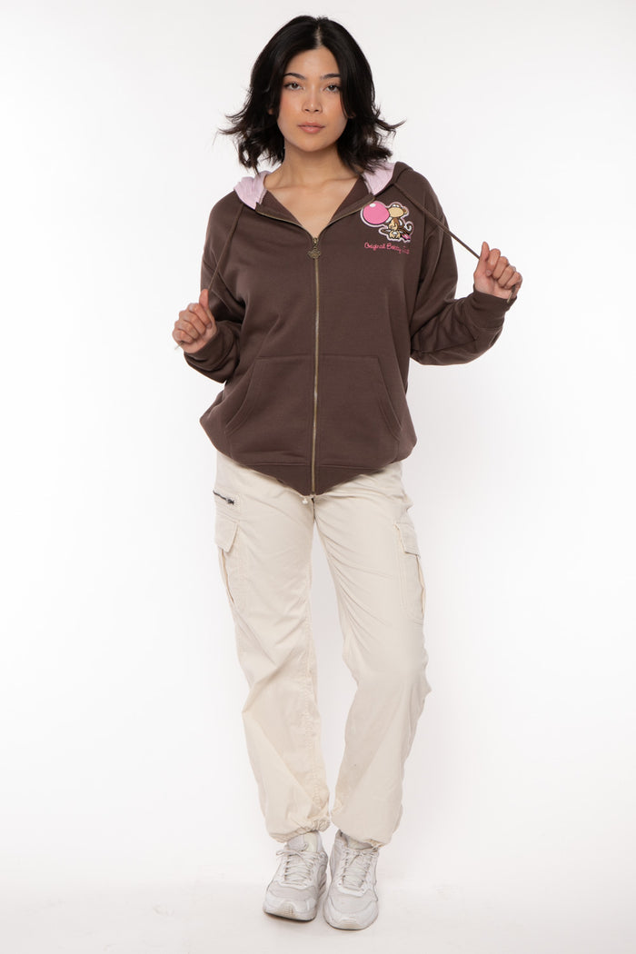 Don't Burst - Bobby Jack Oversized Premium Zip Hoodie - Brown
