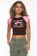 Don't Burst My Bubble - Bobby Jack Crop Raglan Top - Brown