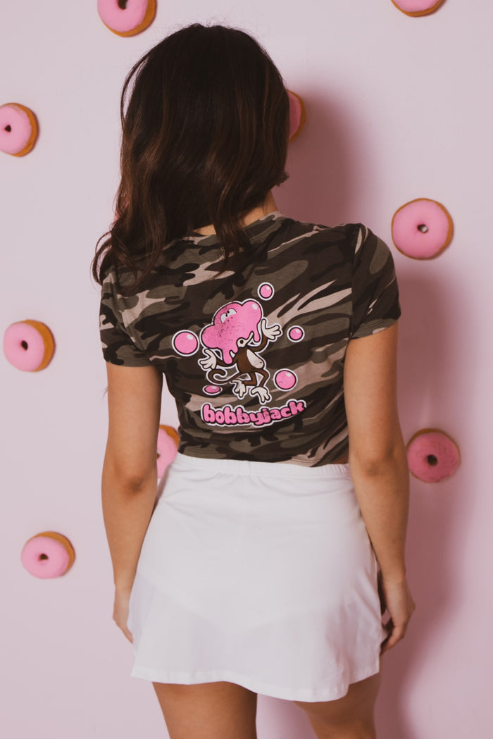 Don't Burst My Bubble - Bobby Jack Crop Top (Front + Back Print) - Camo