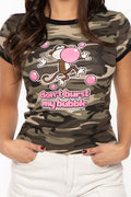 Don't Burst My Bubble - Bobby Jack Ringer Top (Front + Back Print) - Camo