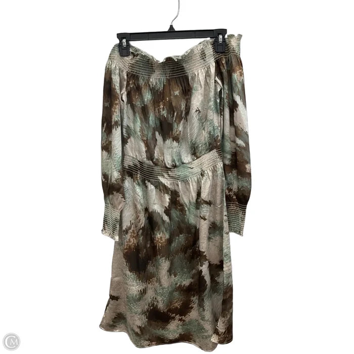 Dress Casual Midi By White House Black Market In Brown & Green, Size: S