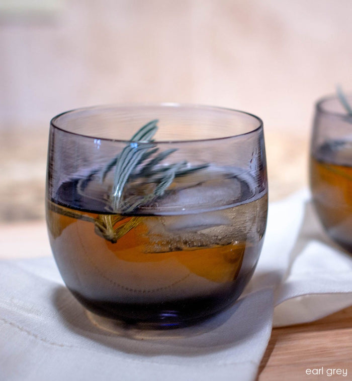 earl grey drinker, indigo blue, hand-blown drinking glass