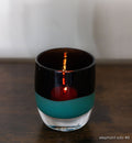 elephant solo #8 purple and green hand-blown glass candle holder.
