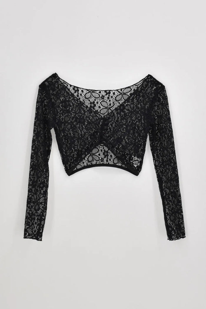EMMA AK2in1 Reversible Top in Hana Lace · Black
