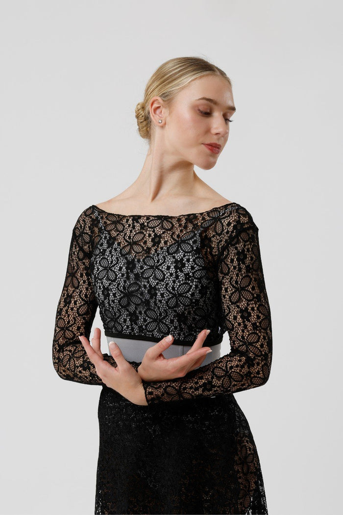 EMMA AK2in1 Reversible Top in Hana Lace · Black