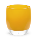 empower orange opaque, hand-blown glass votive candle holder