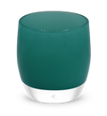 empress is a beautiful elegant green, hand-blown glass votive candle holder.