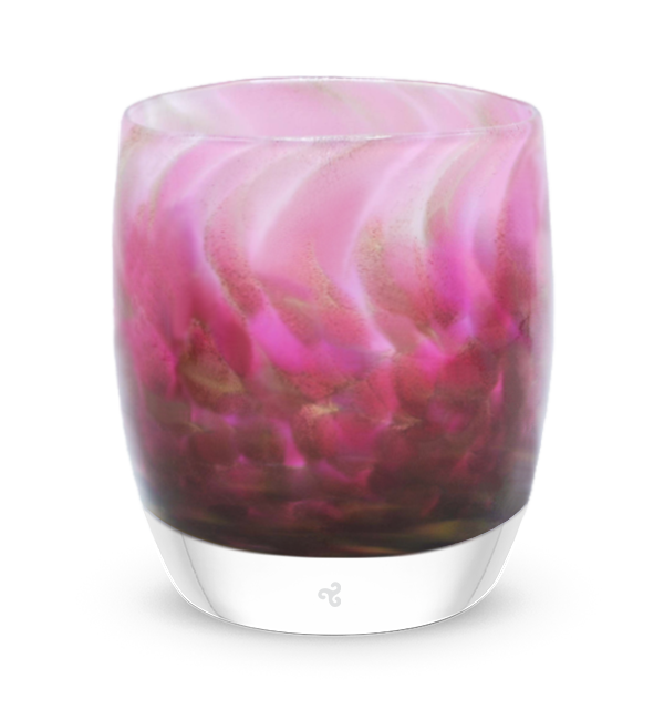evenstar pink and gold glitter hand-blown glass votive candle holder
