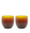 family hour drinker set, rust orange hand-blown drinking glasses.