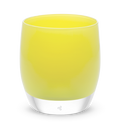 fearless bright yellow hand-blown glass votive candle holder.