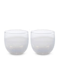 fizz drinker set, clear white hand-blown drinking glasses.