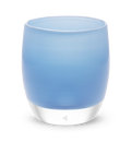 fortitude carolina blue hand-blown glass votive candle holder