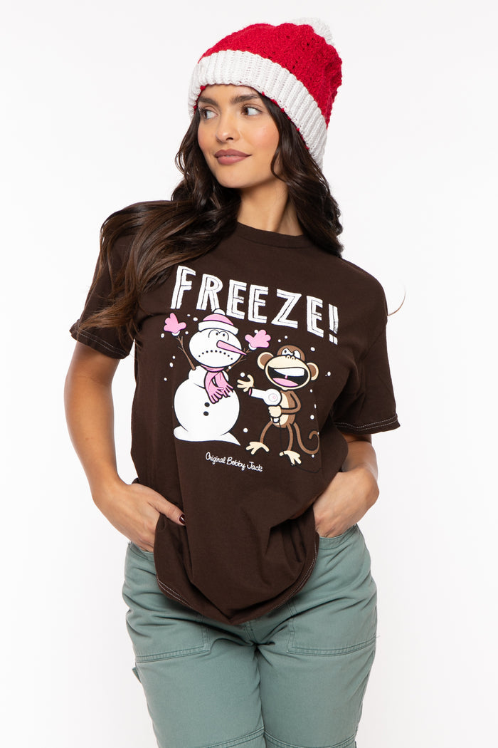 Freeze- Bobby Jack Holiday Boyfriend T-Shirt - Brown