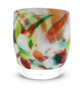 sugar plum, holiday multicolor textured, hand-made glass votive candle holder