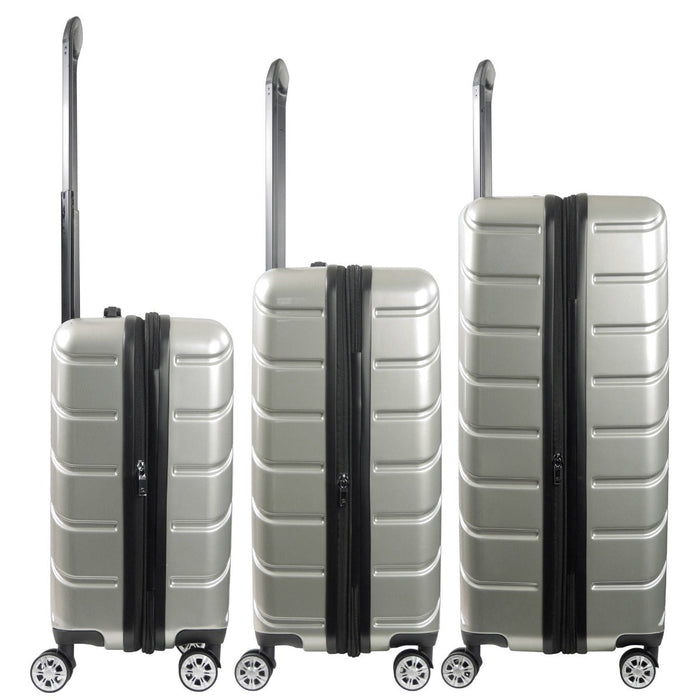 Ful Velocity Expandable Hardside 3pc Spinner Set - Silver expansion zipper