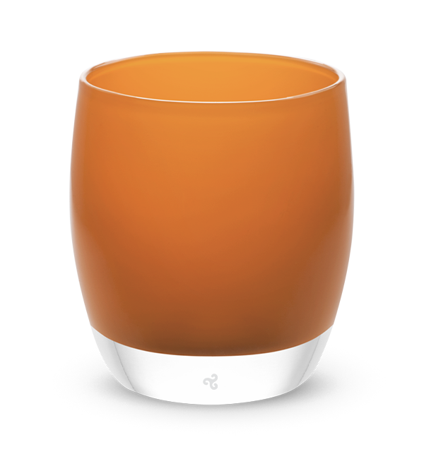 gingerbread opaque brown hand-blown glass votive candle holder.