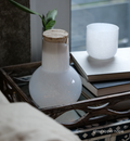 hope white hand-blown carafe and drinking cup
