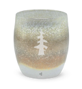 glorious brown white etched tree hand-blown glass votive candle holder