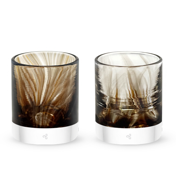 Good Advice rockers - brown hand-blown lowball drinking glass