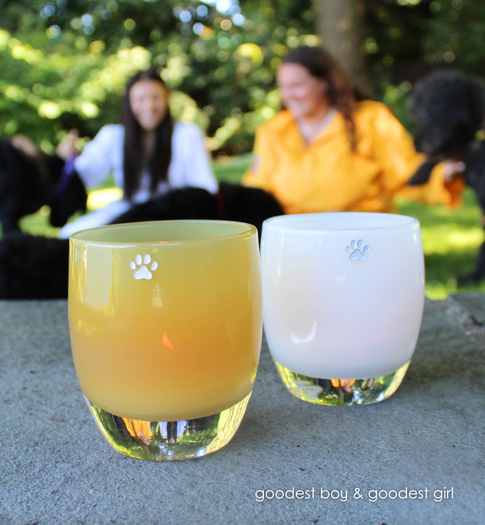 'goodest boy' and 'goodest girl' candle holders.