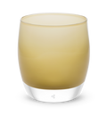great oak, soft light brown, hand-blown glass votive candle holder.