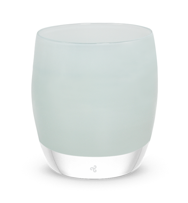 happy cloud light grey hand-blown glass votive candle holder.