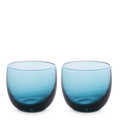 happy hour drinker set, transparent nautilus blue, hand-blown drinking glasses.