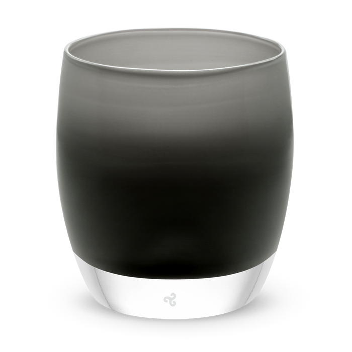 haunted black double overlay hand-blown glass votive candle holder.