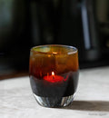 home again glassybaby: brown gradient hand-blown glass votive candle holder.