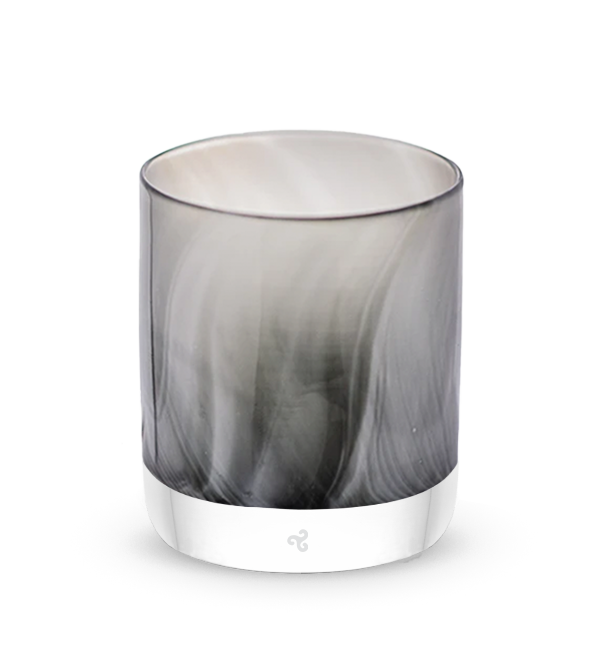 humble rocker, marbled gray, hand-blown lowball drinking glass