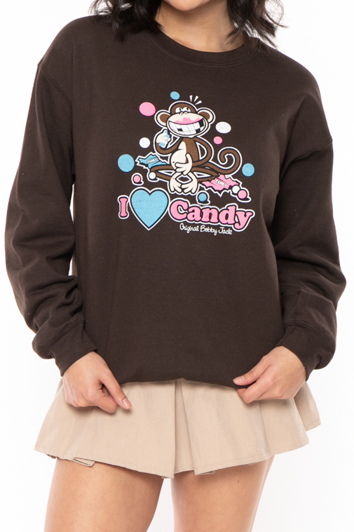 I Love Candy - Bobby Jack Crew Sweatshirt - Brown