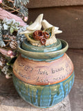 "Love Is" Scripture Pot with Birds   8"