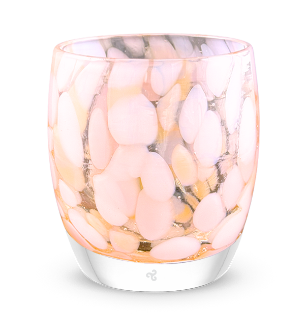pink transparent glass candle holder