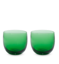 two ivy winter, hand-blown translucent green drinking glass set