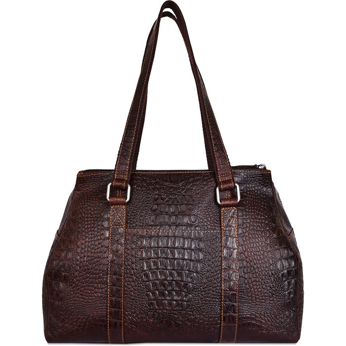 Jack Georges Hornback Croco Satchel Handbag - Rearview