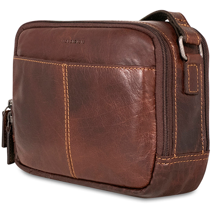Jack Georges Voyager Double Zippered Crossbody Bag - Left Quarter