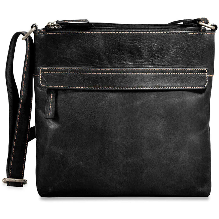 Jack Georges Voyager Zippered Crossbody HoBo Bag - Frontside Black