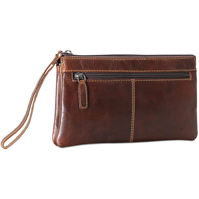 Jack Georges Voyager Zippered Wristlet Clutch - Frontside Brown