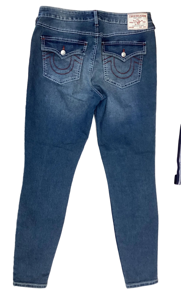 Jeans Skinny By True Religion In Blue Denim, Size:6